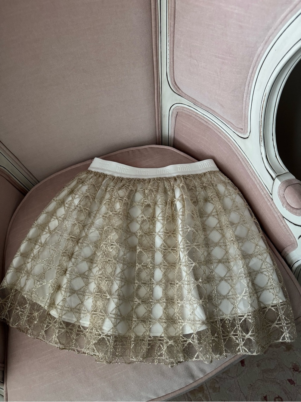 Dior Ivory Skirt with Gold Lace Overlay